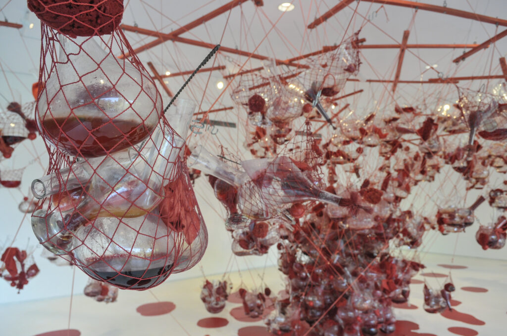 Instalação de arte contemporânea dentro de uma galeria no Instituto Inhotim